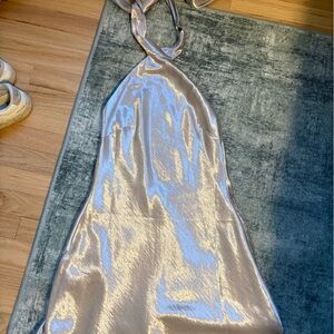 Meshki Shimmering Silver Satin Dress
